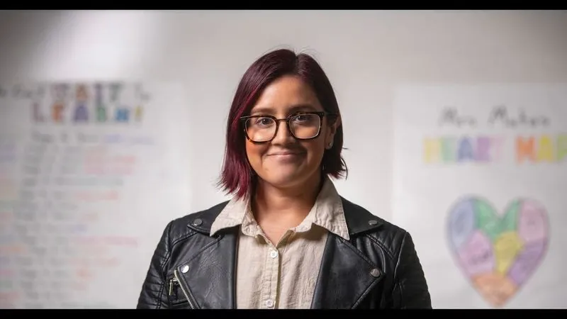 Edgewood ISD elementary teacher Adriana Mata smiles in her classroom.